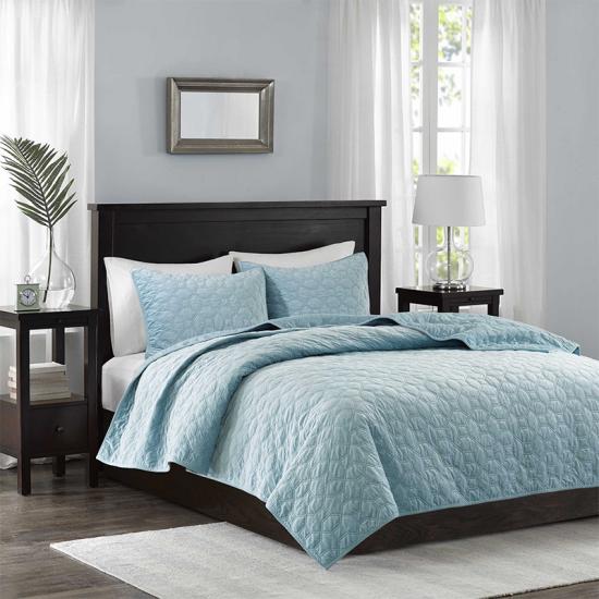 Sarung Katil Pejal Mirotex Diamond Quilted Blue Bedspread