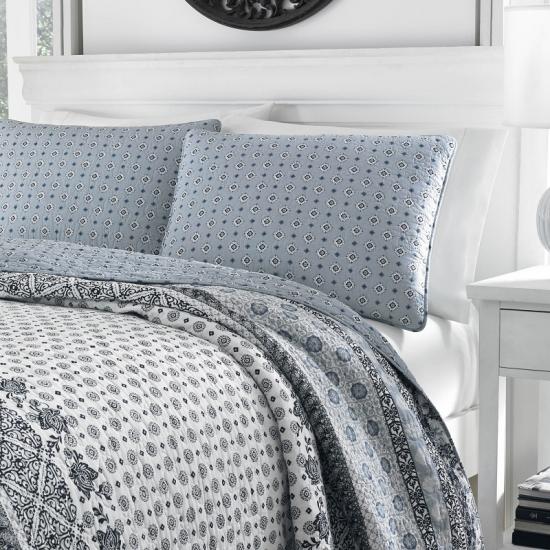 cxmicrotex Boho Stripe Cottontage Quilt Set Jahitan Tempat Tidur