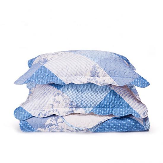 cxmicrotex Blue Rose Printed Quilt Set Kain Tampalan Tempat Tidur