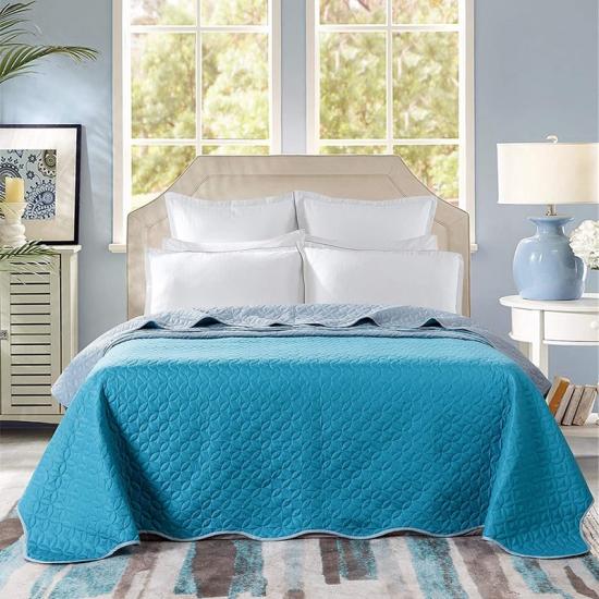 1 Keping Set Kuilt Pinsonik Scollape Sarung Tempat Tidur Warna Pepejal Boleh Balik 220x240cm