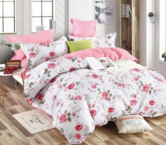 Set Cadar Selesa Sarung Duvet Bercetak Bunga Mawar