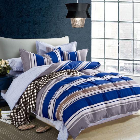 Koleksi Peralatan Tempat Tidur Sarung Kuilt Lembut Bercetak Stripe