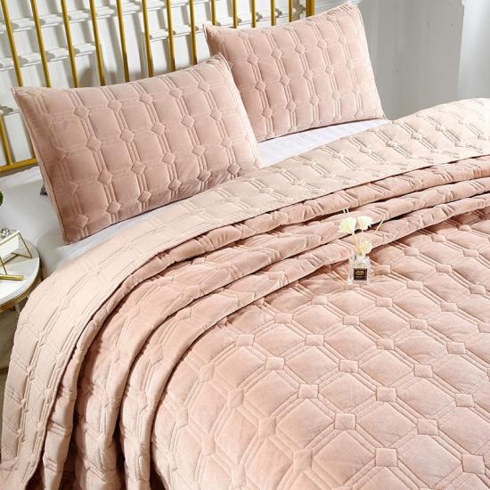 Selimut Berkuil Merah Jambu Meliputi Set Kuilt Fleece Ultra Lembut