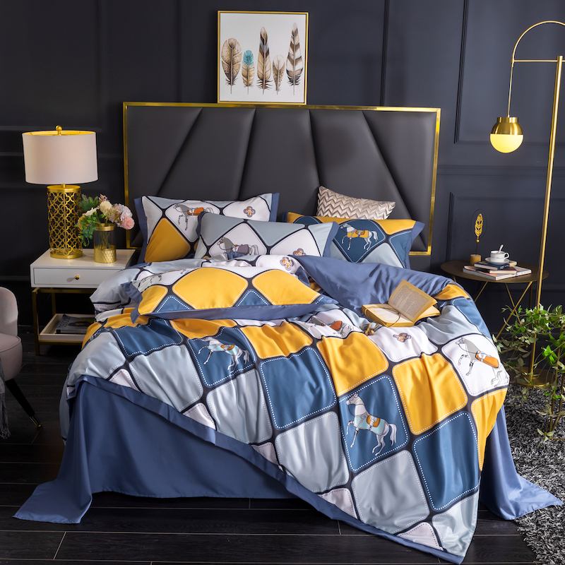 Set Cadar Borong Berkembang Duvet Sarung Katil Dilengkapi Cadar Set Comforter Saiz King Peralatan tempat tidur Mewah